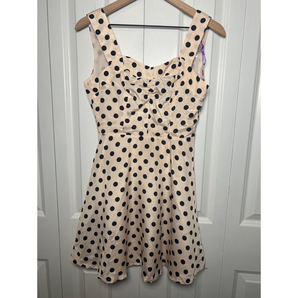 Aniina Apricot Polka Dot Cutout Bow Back Mini Dress Size Medium